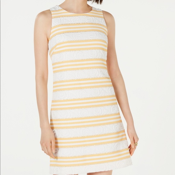 Vince Camuto Petite Metallic Stripe Brocade Dress - Picture 6 of 8